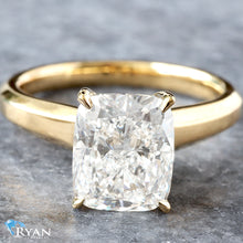 Load image into Gallery viewer, 3.12ctw Cushion Solitaire with Hidden Halo Diamond Ring

