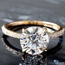 Load image into Gallery viewer, 2.86ctw Round Solitaire with Pave Shoulders and Inner Pave Claws Ring
