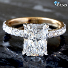Load image into Gallery viewer, 3.50ctw Radiant Solitaire with Pave Shoulders Ring
