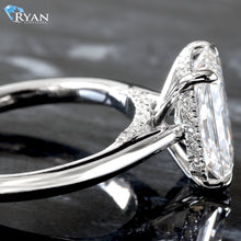 Load image into Gallery viewer, 2.72ctw Radiant Solitaire with Hidden Halo and Diamond Bridge Ring
