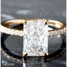 Load image into Gallery viewer, 2.88ctw Radiant Solitaire with Diamond Pave Shoulders Ring
