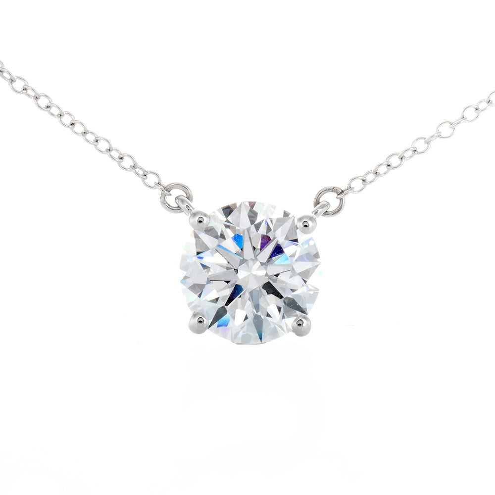 2.00ct Lab Created Round Solitaire Prong Set on Rolo Chain