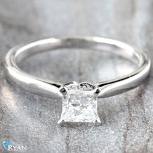 Load image into Gallery viewer, 0.50ctw Princess Solitaire with High Polished Tapered Shoulders
