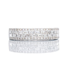 Load image into Gallery viewer, 0.60ctw Two Row Vertical Baguette Center with Round Diamond Sides Band
