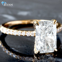 Load image into Gallery viewer, 2.88ctw Radiant Solitaire with Diamond Pave Shoulders Ring
