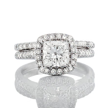 Load image into Gallery viewer, 1.50ctw Bridal Set Princess Solitaire Lab Diamond with Cushion Halo
