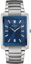 Load image into Gallery viewer, WATCH BULOVA SQUARE STEEL BEZEL WITH BLUE FACE
