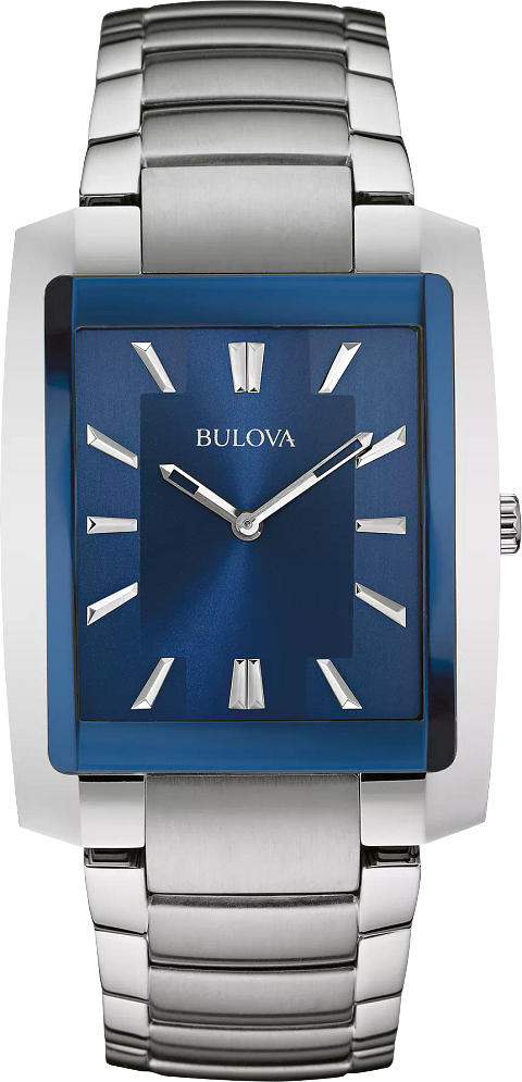 WATCH BULOVA SQUARE STEEL BEZEL WITH BLUE FACE