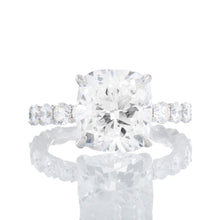 Load image into Gallery viewer, 5.89ctw Cushion Cut Lab Created Solitaire with Hidden Halo and Lab Diamond Shoulders
