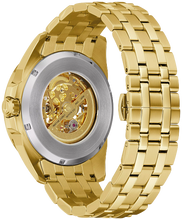 Load image into Gallery viewer, WATCH BULOVA MENS ROUND GOLD TONE ST STEEL ROMAN MARKERS SKELETON DIAL
