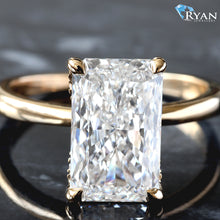Load image into Gallery viewer, 3.72ctw Radiant Solitaire with Hidden Halo and Pave V Shape on High Polished Shoulders Ring
