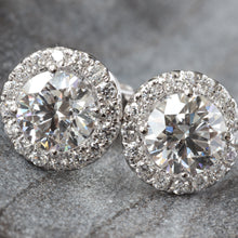 Load image into Gallery viewer, 2.60ctw Round Solitaire Halo Studs 18k
