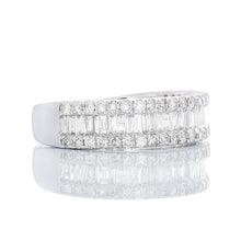 Load image into Gallery viewer, 1.15ctw Tapered Baguette Center with Round Cut Diamond Sides Band
