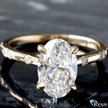 Load image into Gallery viewer, 2.75ctw Oval Solitaire with Polished Bead Set Alternating and Hidden Halo Ring
