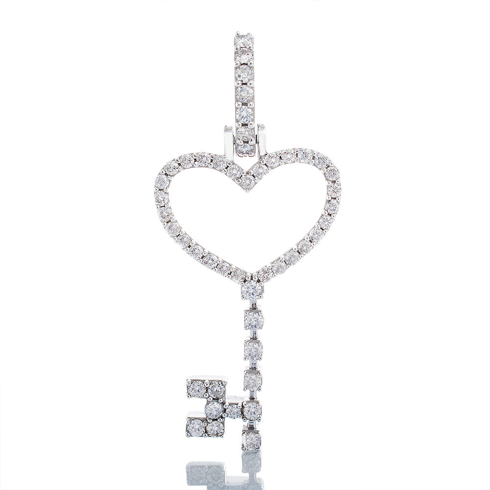 0.65ctw Open Diamond Heart Key Pendant