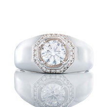 Load image into Gallery viewer, 1.17ctw Lab Diamond Round Brilliant  Solitaire Center with Octagon Halo and High Polished Shoulders Ring

