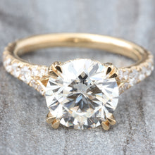 Load image into Gallery viewer, 3.92ctw Round Lab Solitaire Natural Split Diamond Pave Shoulders
