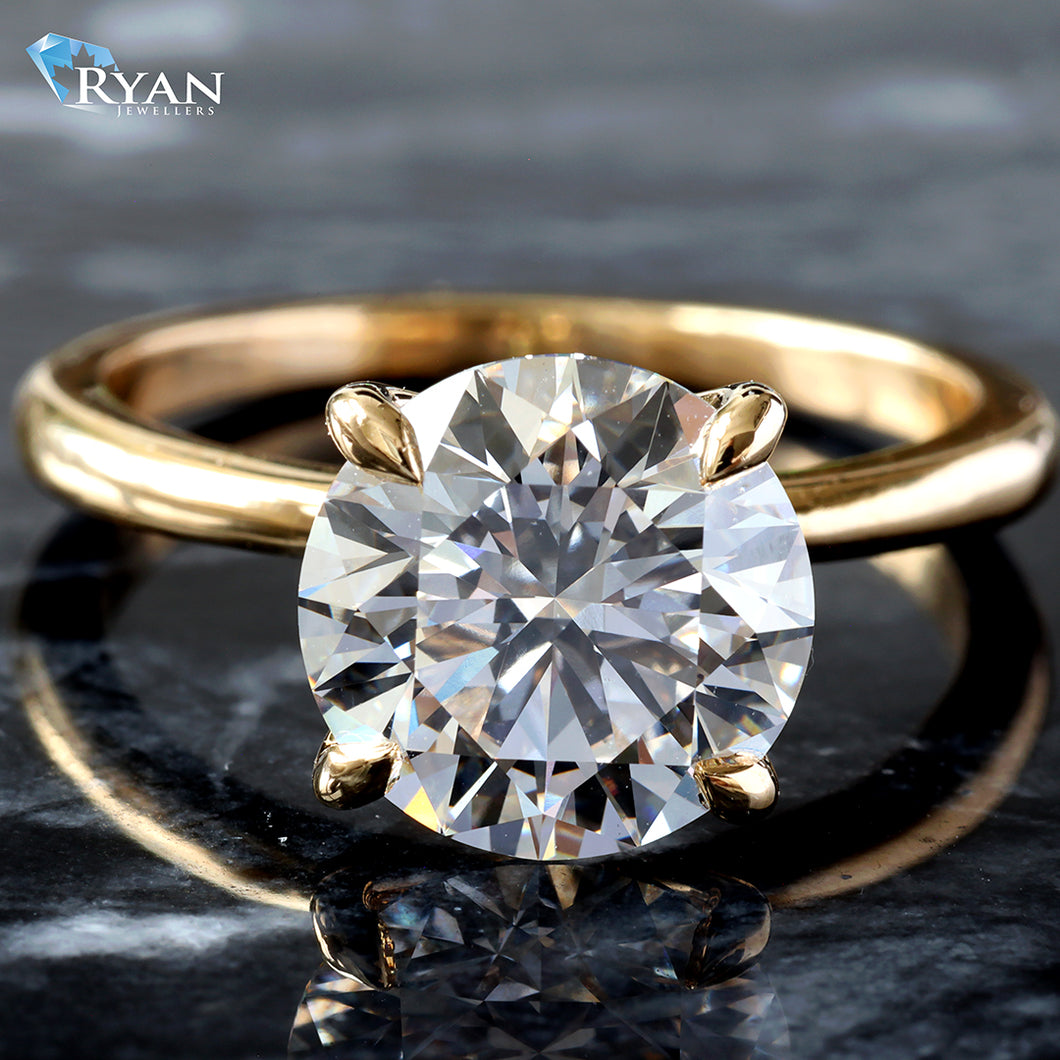 3.01ct Round Solitaire with High Polished shoulders Talon Basket Ring