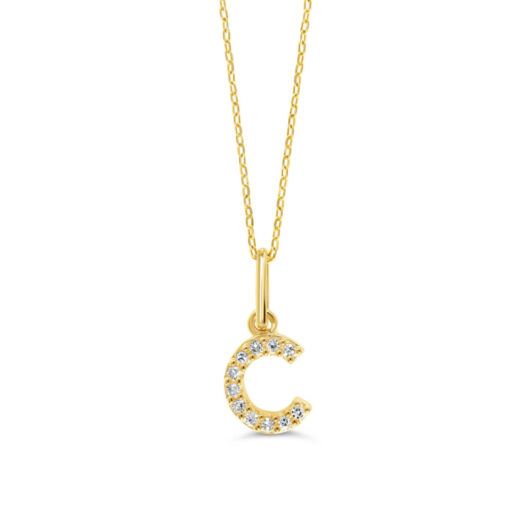Natural Diamond Initial Pendant 