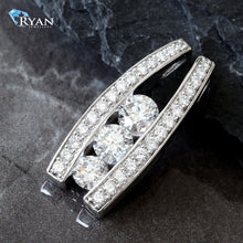 Load image into Gallery viewer, 1.50ctw Three Stones Tension Set with Pave Bars Journey Pendant
