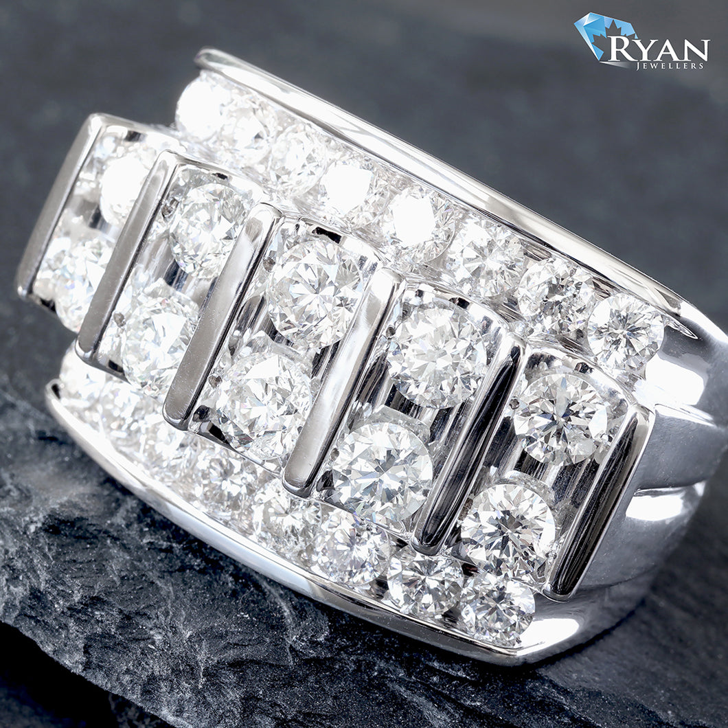 2.00ctw Raised Five Row Vertical Round Lab Diamonds and Horizontal Channel Above and Below