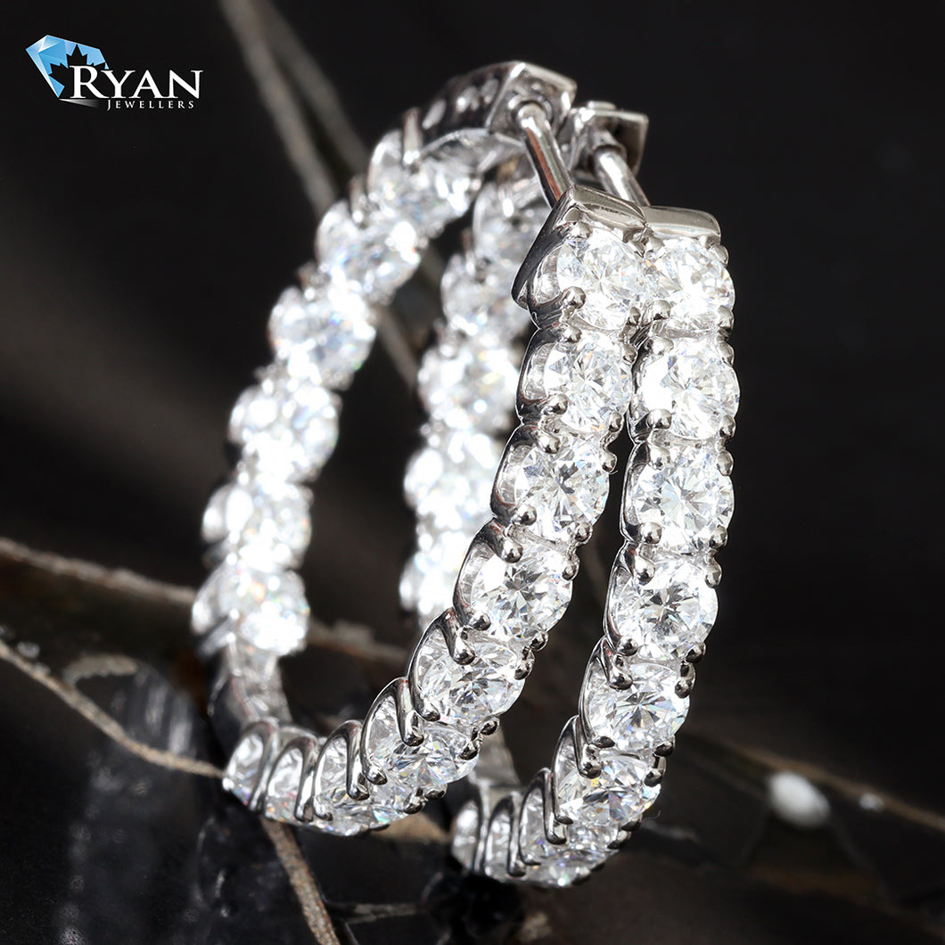 LAB EARRING GW 10K 3.00CTW SHARED PRONG SET INSIDE - OUT HOOPS WITH SECURE LOCK