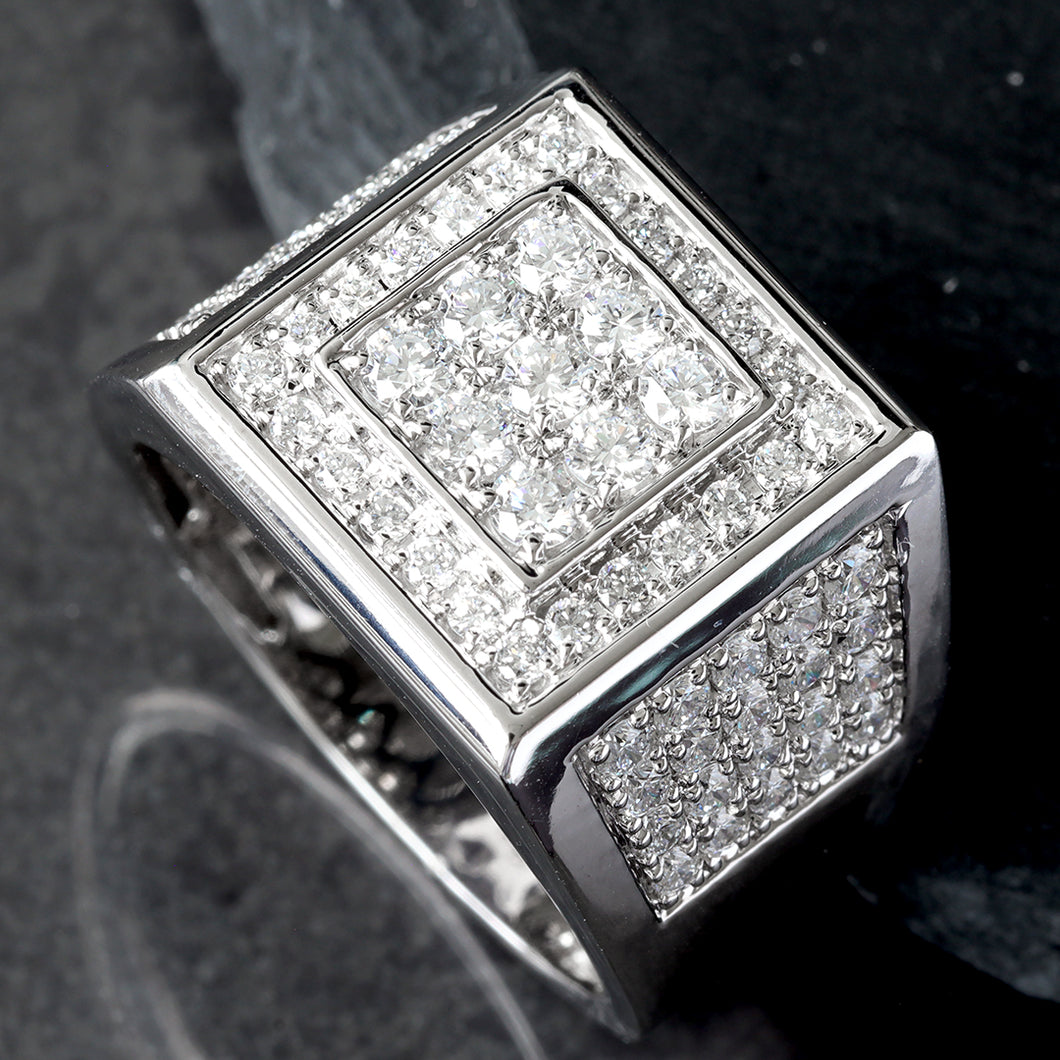 1.70ctw Raised 3x3 Square Top with Square Halo and Diamond Pave Shoulders