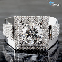 Load image into Gallery viewer, 4.46ctw Round Brilliant Solitaire Center with Double Square Halo Ring
