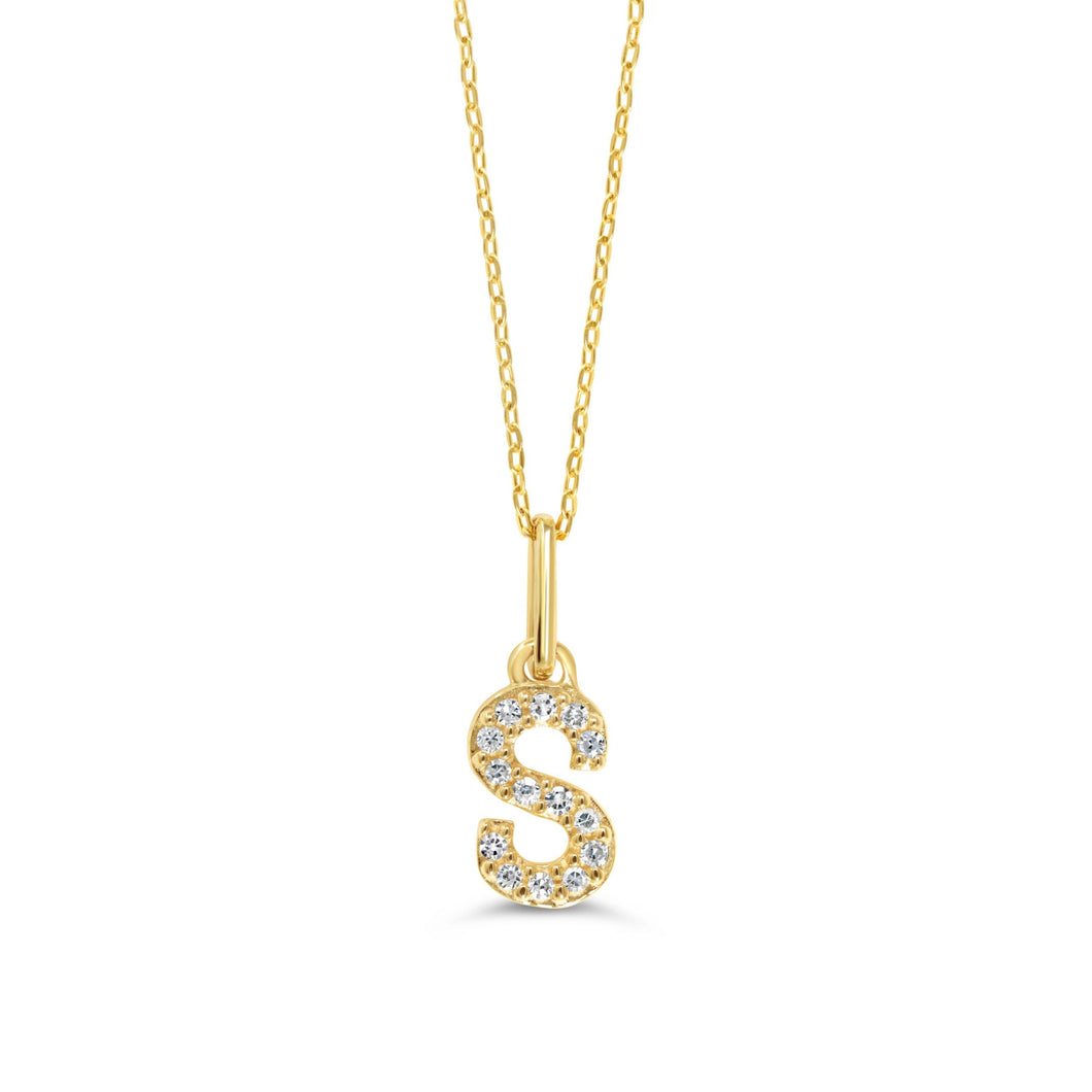 Natural Diamond Initial Pendant 