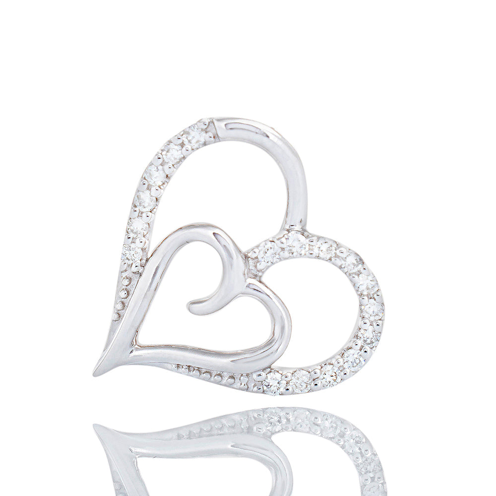 0.12ctw Double Heart Design with Diamond Accent