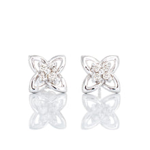 Load image into Gallery viewer, EARRING GW 10K 0.10CTW FOUR STONE OPEN FLOWER STUDS
