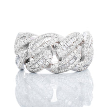 Load image into Gallery viewer, 1.56ctw Tiger Miami Cuban Ring with Baguette &amp; Round Diamonds
