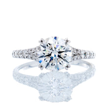Load image into Gallery viewer, 2.77ctw Round Lab Solitaire Slight Split Diamond Pave Shoulders with Hidden Halo
