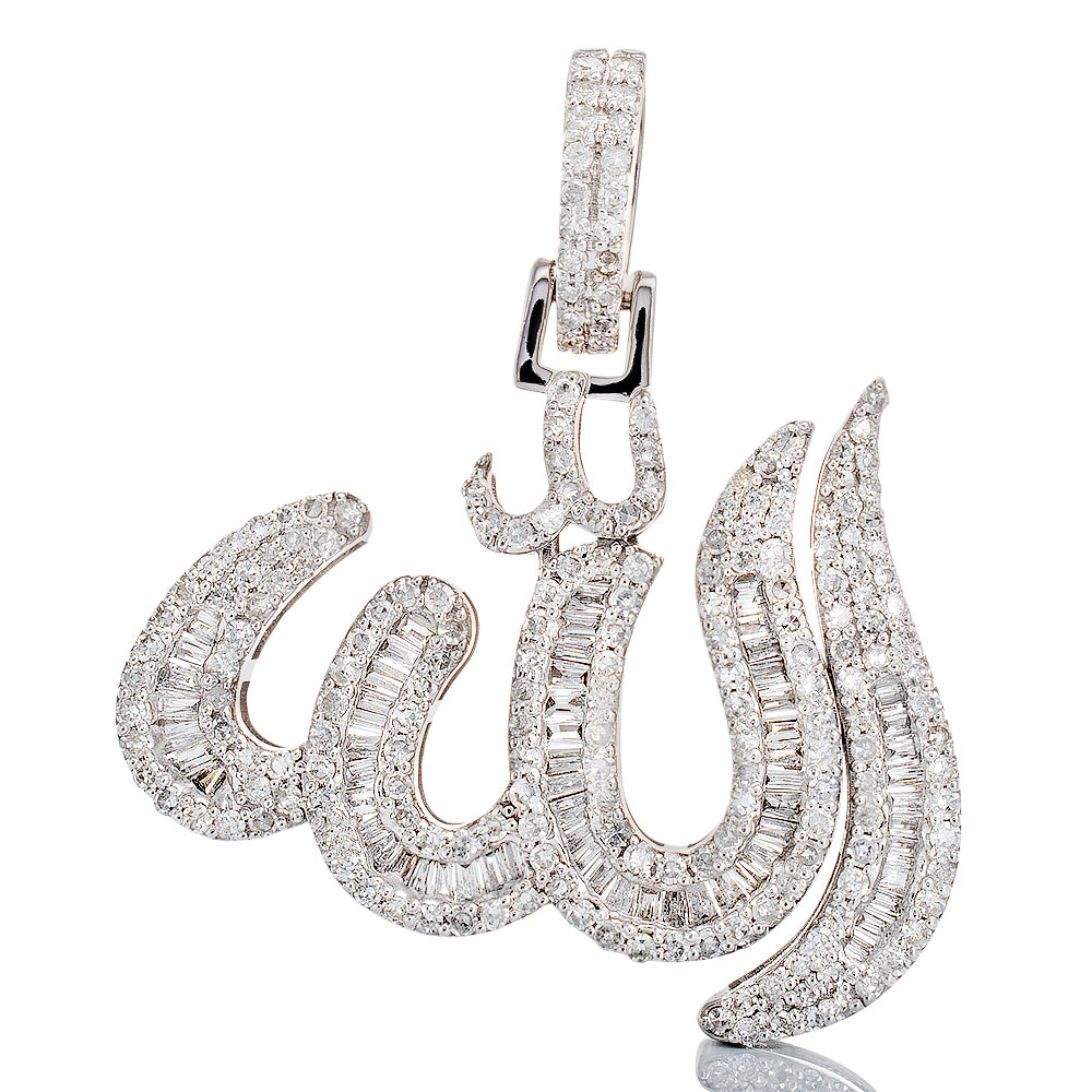 1.35ctw Baguette & Round Diamond Allah Pendant