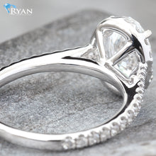 Load image into Gallery viewer, 2.11CTW Oval Solitaire with Halo and Pave Diamond Shoulders Ring
