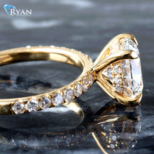 Load image into Gallery viewer, 2.88ctw Round Solitaire with Hidden Halo and Pave Shoulders Ring
