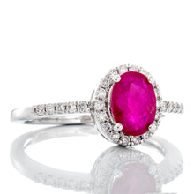 Load image into Gallery viewer, 1.20ctw Oval Ruby with Diamond Halo Ring
