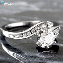 Load image into Gallery viewer, 0.70ctw Round Solitaire Six Prongs with Natural Earth Mined Channel Set Shoulders Ring
