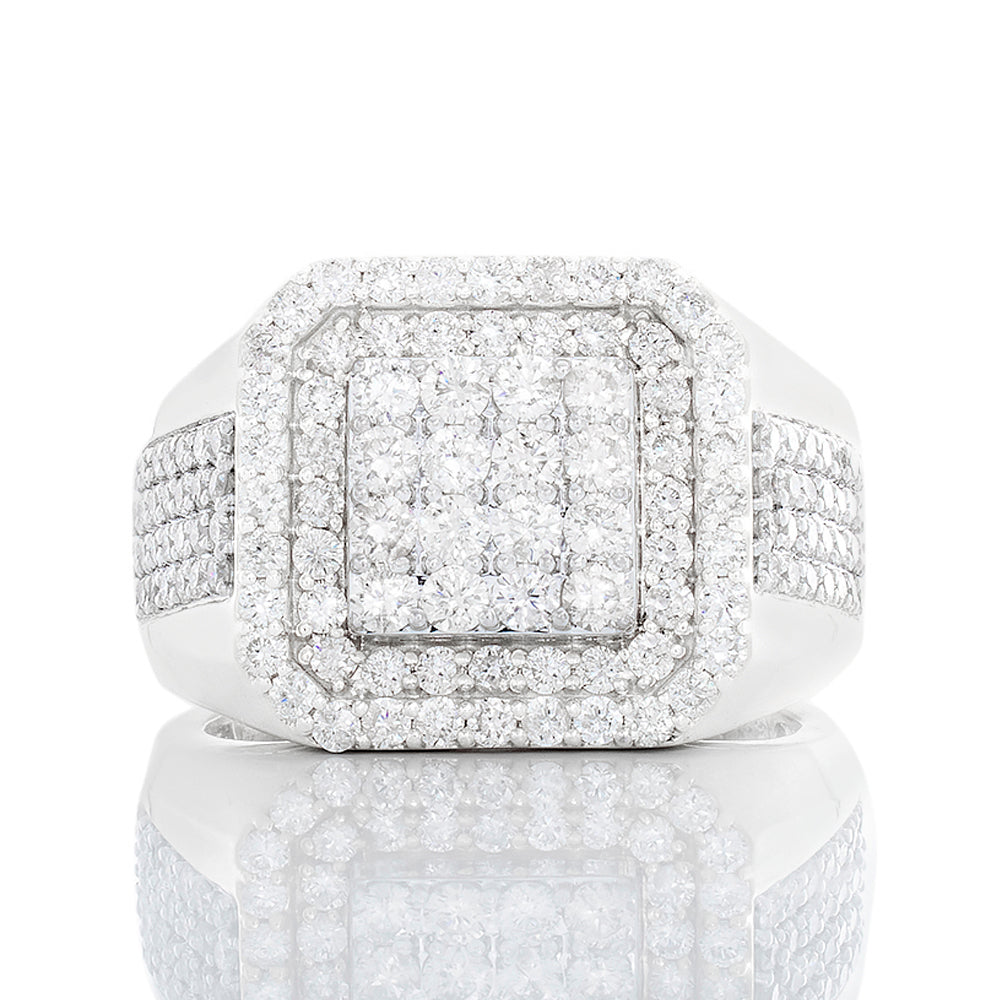 2.00ctw Three Level Diamond Square Top Men's Ring