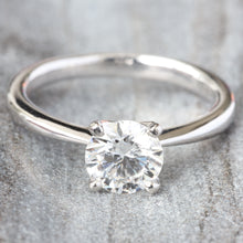 Load image into Gallery viewer, 1.01ct Round Brilliant Lab Diamond in Four Prong with High Polished Tapered Shoulders
