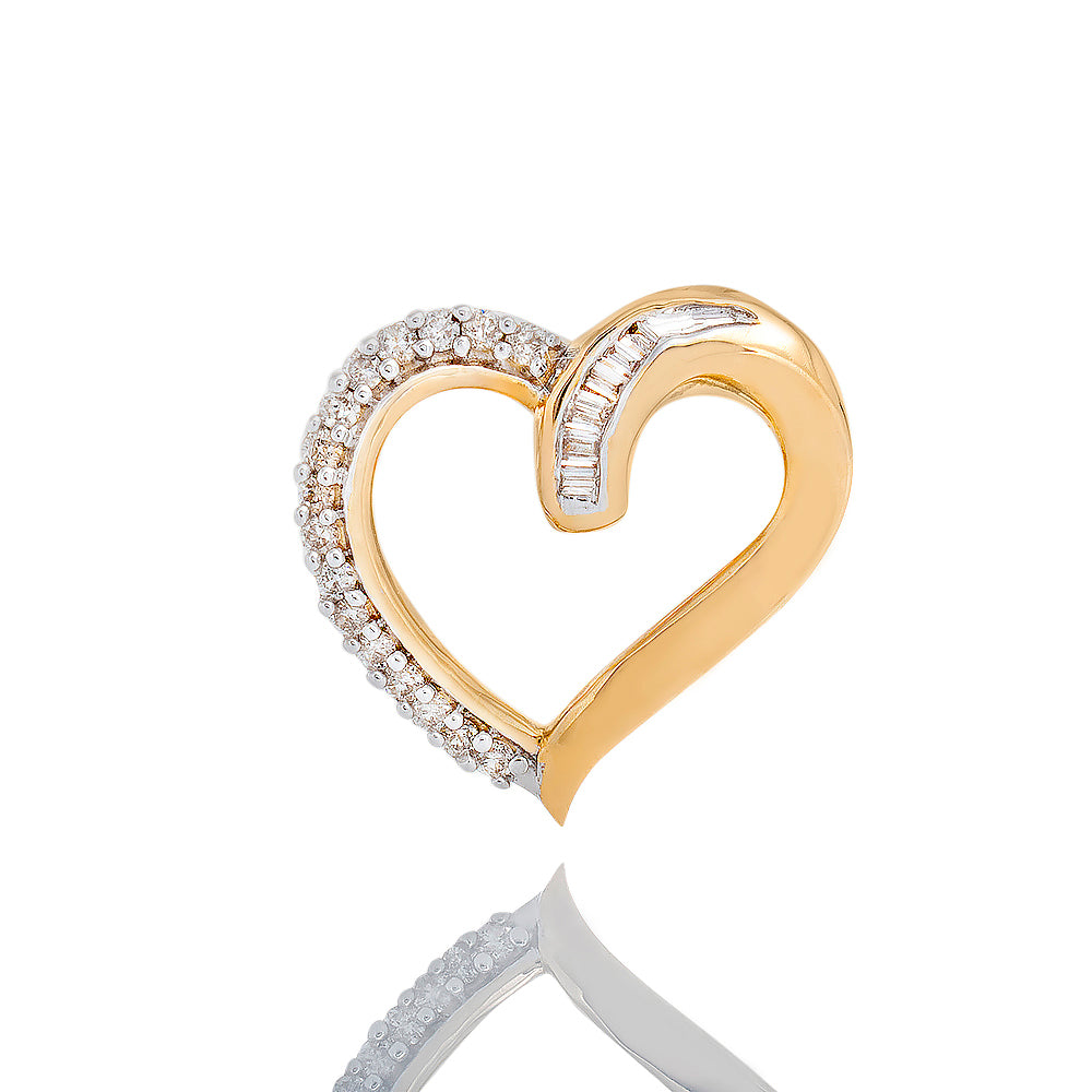 0.10ctw Open Slider Heart with Round and Baguette Channel Set