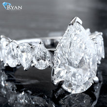 Load image into Gallery viewer, 8.17ctw Pear Cut Center with Alternating  Pear Cut Shoulders 2/3 Eternity Ring
