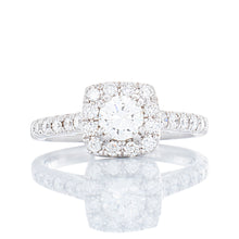 Load image into Gallery viewer, 0.94ctw Diamond Solitaire Split Prongs Cushion Halo
