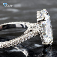 Load image into Gallery viewer, 7.23ctw Oval Solitaire with Dome Pave Shoulders and Hidden Halo Ring

