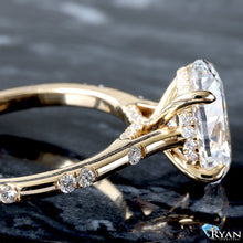 Load image into Gallery viewer, 2.75ctw Oval Solitaire with Polished Bead Set Alternating and Hidden Halo Ring
