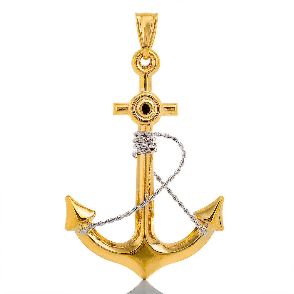 Anchor with White Gold Rope Accents