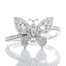 Load image into Gallery viewer, 0.45ctw Round &amp; Baguette Diamond Butterfly Ring
