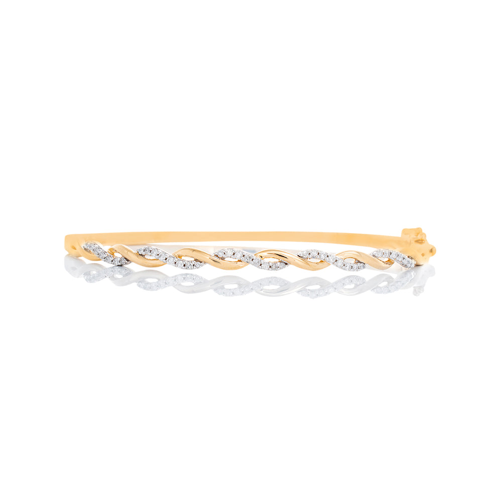 0.33ctw Diamond Pave & HP Twisted Top Open Hinged Bangle