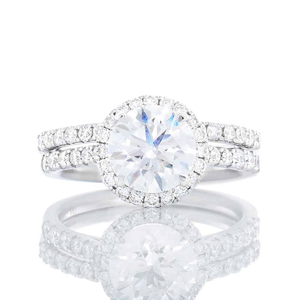 2.24ctw Round Cut Lab Solitaire with Round Halo Bridal Set