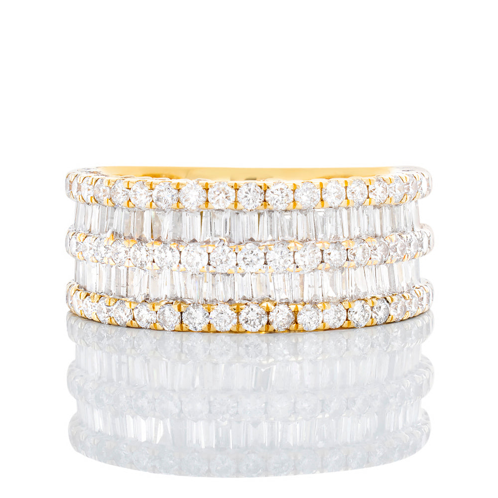 3.25ctw Round & Baguette Diamond Band